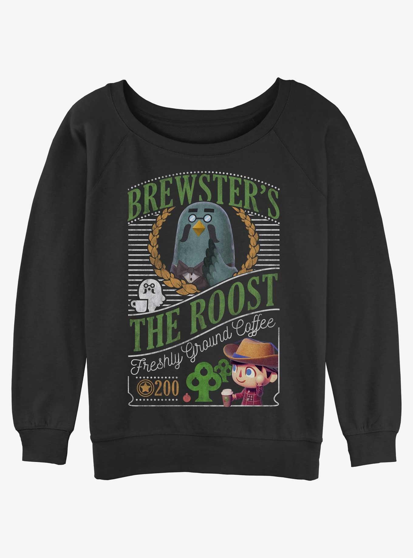 Nintendo Animal Crossing Brewster's Cafe Womens Slouchy Sweatshirt, BLACK, hi-res