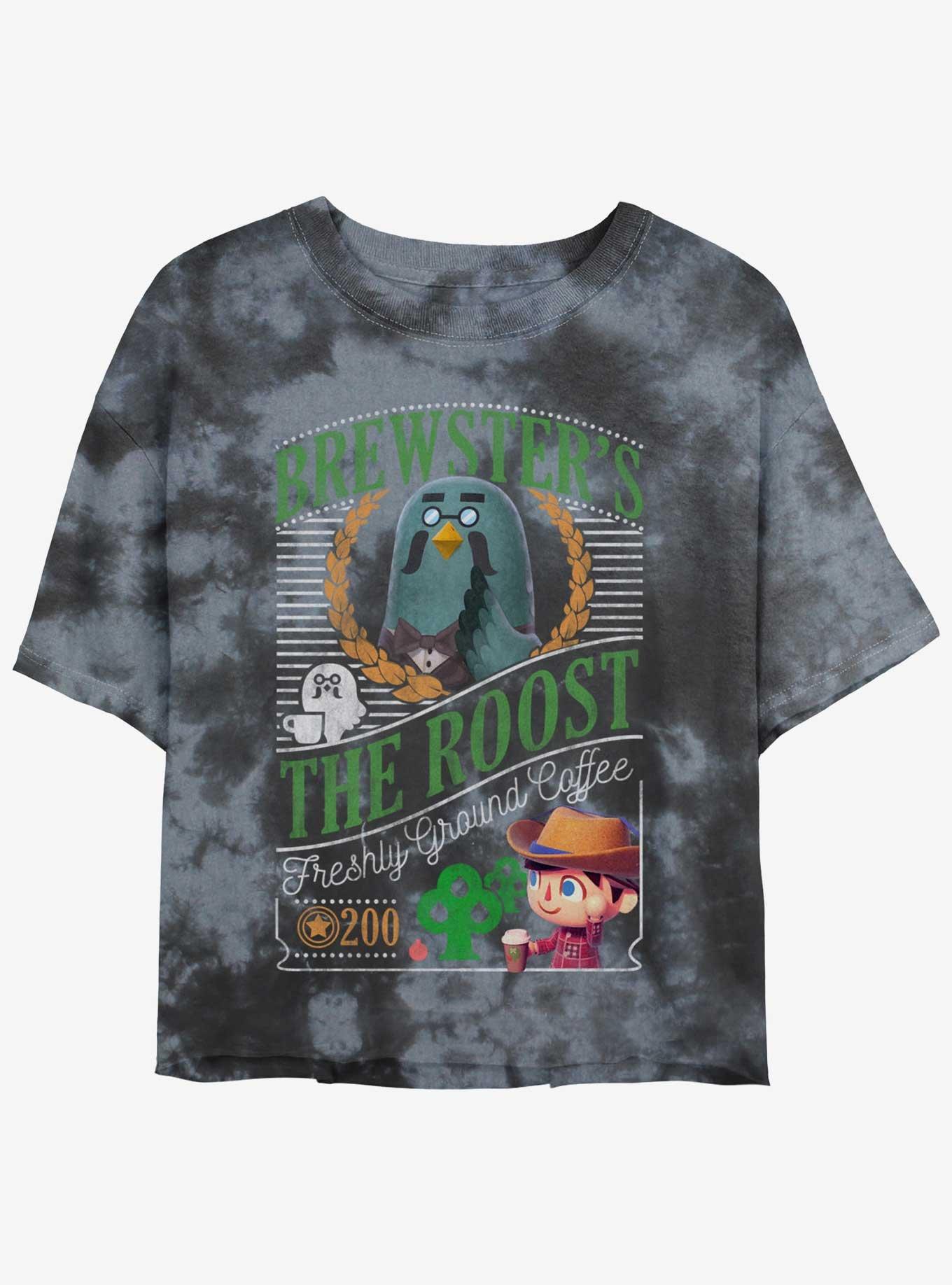 Nintendo Animal Crossing Brewster's Cafe Tie-Dye Womens Crop T-Shirt, BLKCHAR, hi-res