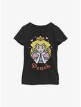 Nintendo Mario Princess Peach Hearts Youth Girls T-Shirt, BLACK, hi-res