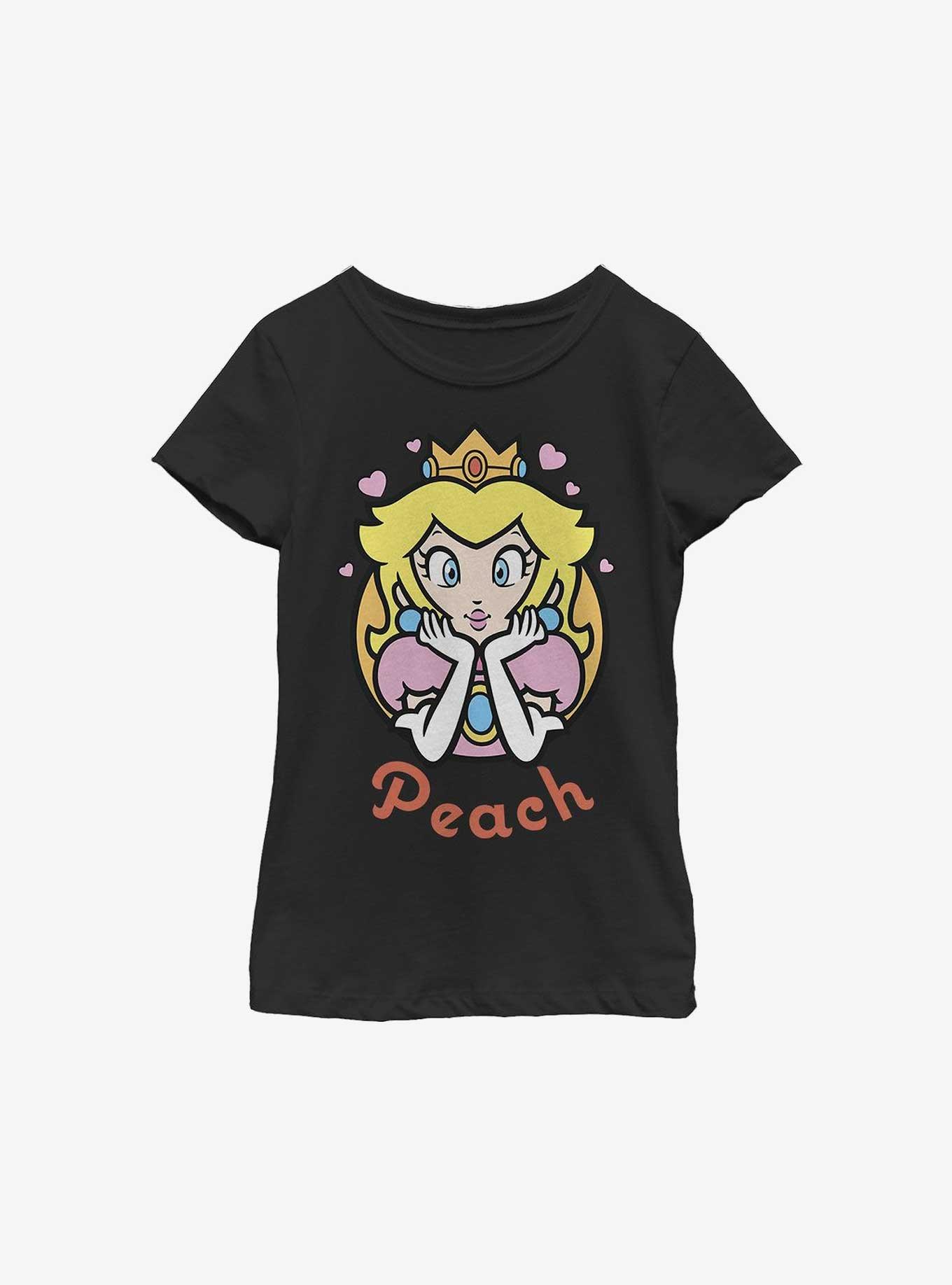 Nintendo Mario Princess Peach Hearts Youth Girls T-Shirt, , hi-res
