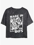 Nintendo Mario Made In The 80's Mineral Wash Womens Crop T-Shirt, BLACK, hi-res