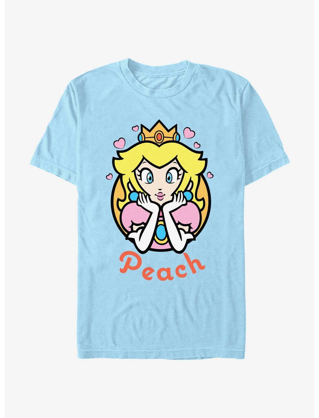 Nintendo Mario Princess Peach Hearts T-Shirt, LT BLUE, hi-res