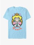 Nintendo Mario Princess Peach Hearts T-Shirt, LT BLUE, hi-res