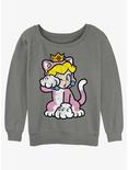 Nintendo Mario Cat Peach Womens Slouchy Sweatshirt, GRAY HTR, hi-res