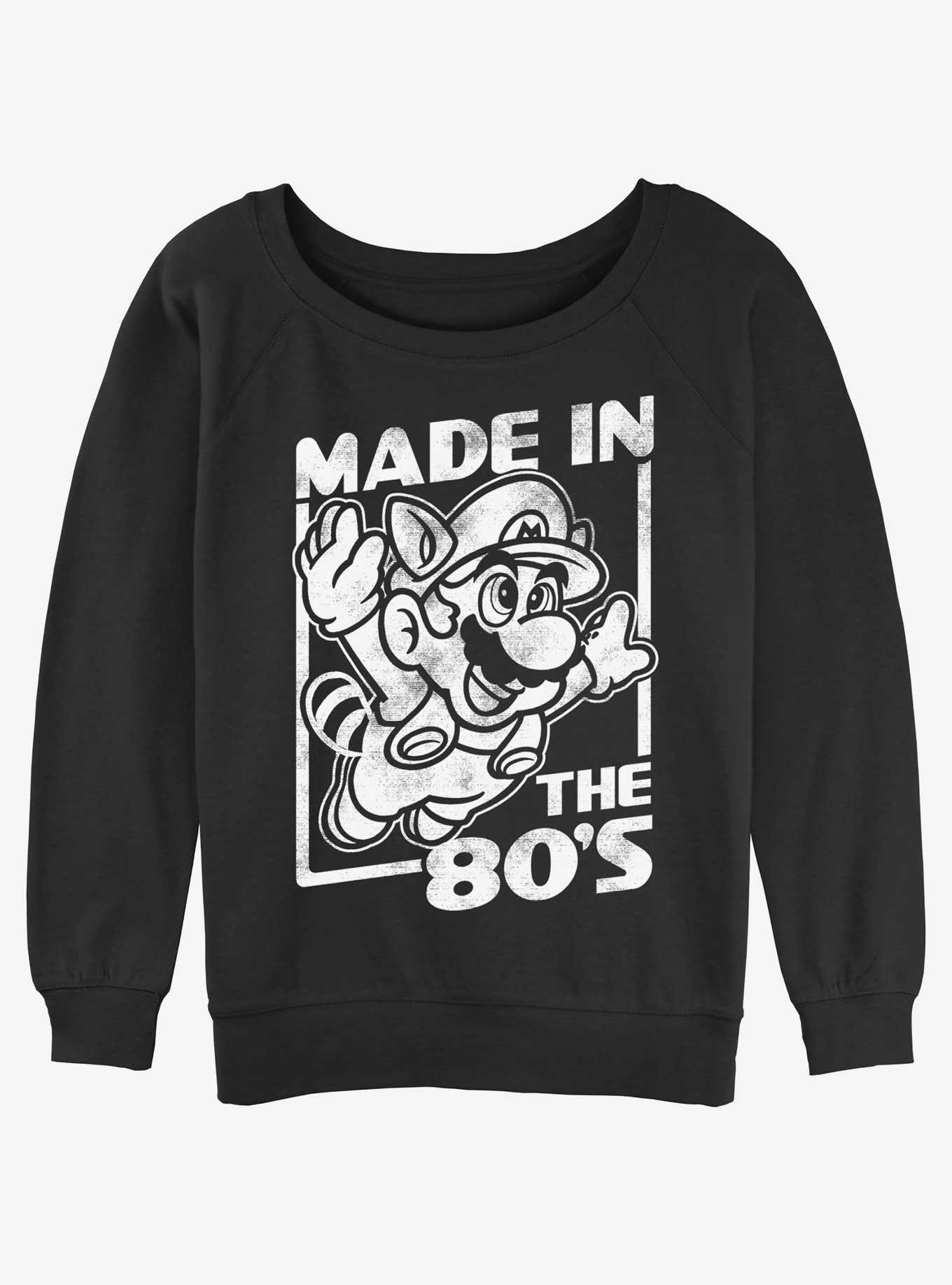 Nintendo Mario Made In The 80's Womens Slouchy Sweatshirt, BLACK, hi-res