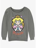 Nintendo Mario Princess Peach Hearts Womens Slouchy Sweatshirt, GRAY HTR, hi-res