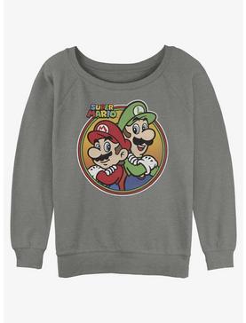 Nintendo Mario Super Mario And Luigi Badge Womens Slouchy Sweatshirt, , hi-res