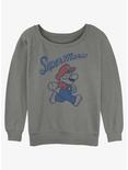 Nintendo Mario Super Mario Retro Print Womens Slouchy Sweatshirt, GRAY HTR, hi-res