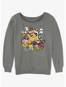 Nintendo Mario Villain Stack Womens Slouchy Sweatshirt, , hi-res