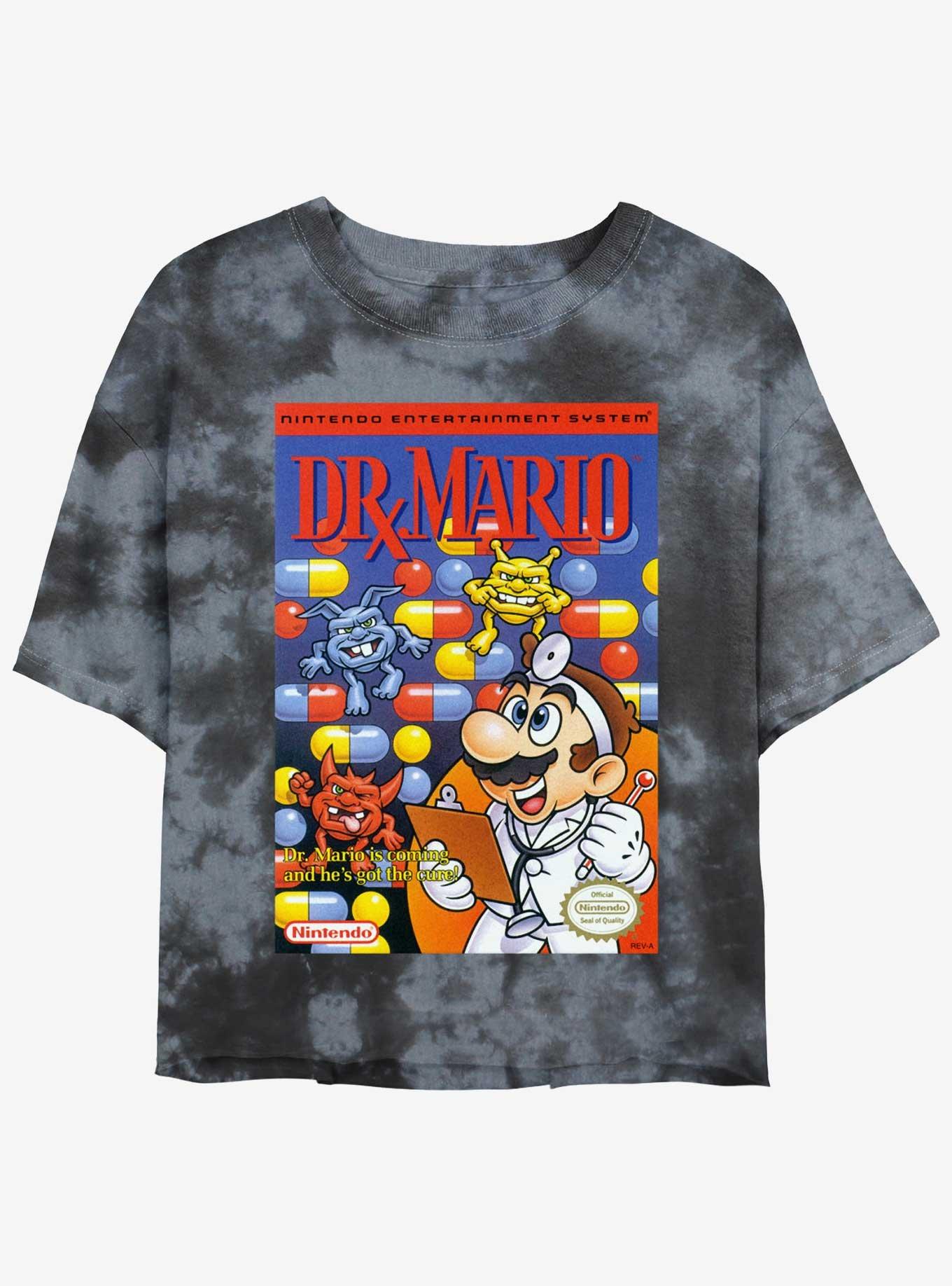 Nintendo Mario Dr. Mario NES Tie-Dye Womens Crop T-Shirt, BLKCHAR, hi-res