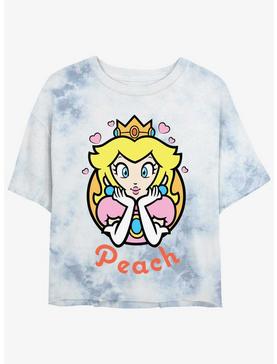 Nintendo Mario Princess Peach Hearts Tie-Dye Womens Crop T-Shirt, , hi-res