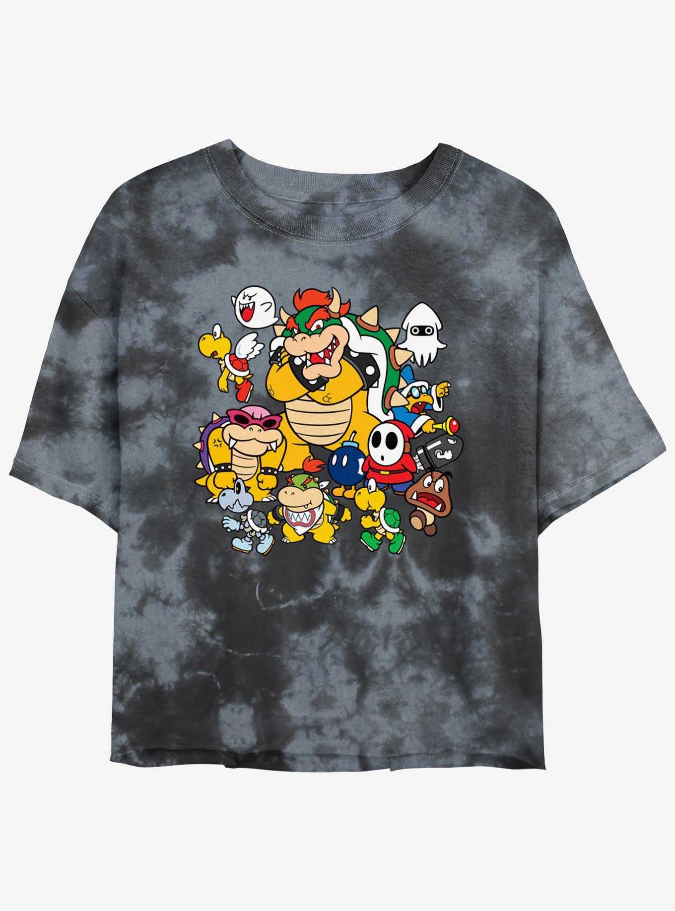 Nintendo Mario Villain Stack Tie-Dye Womens Crop T-Shirt, , hi-res