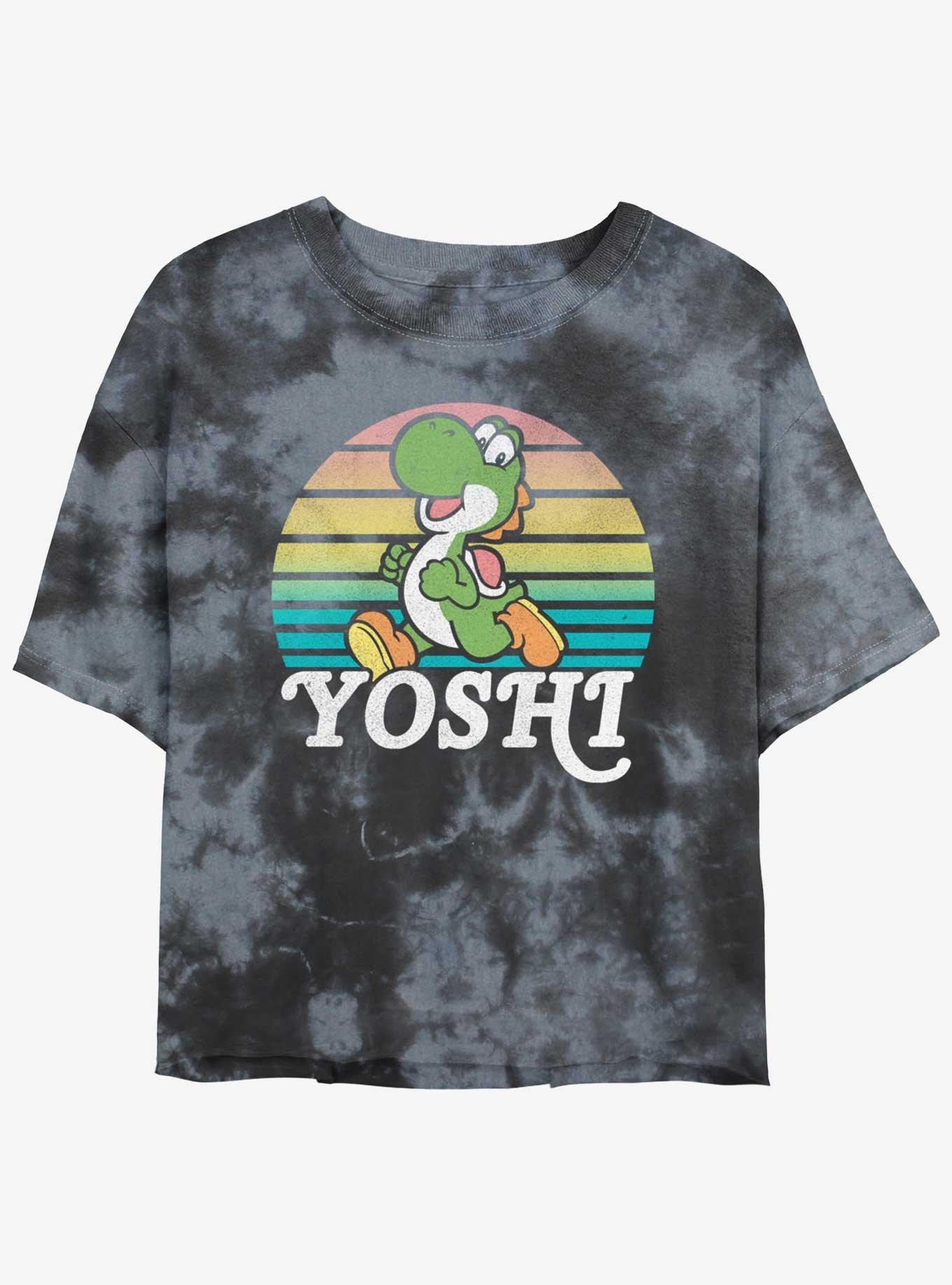 Nintendo Mario Yoshi Run Tie-Dye Womens Crop T-Shirt, , hi-res