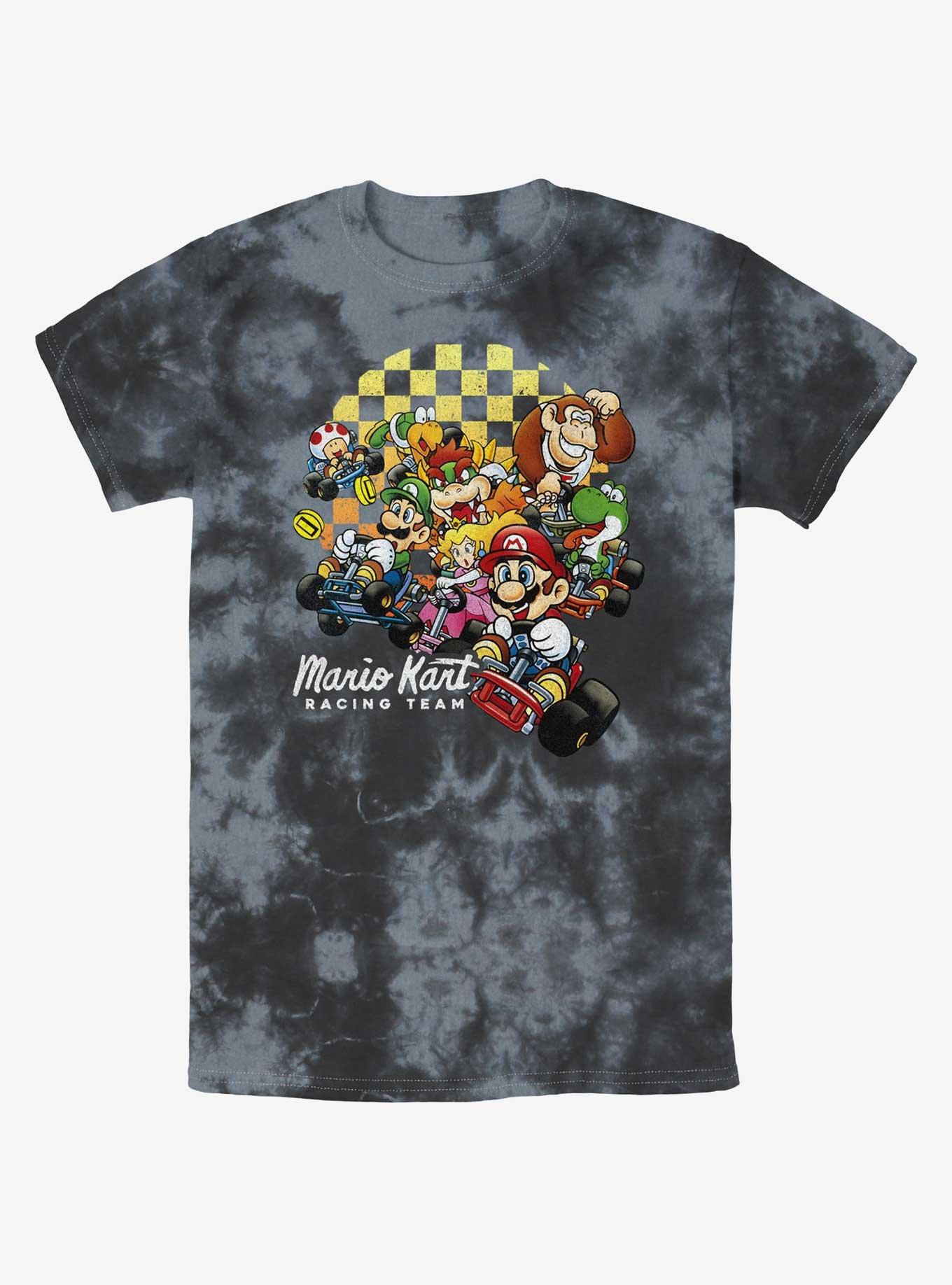 Nintendo Mario Checkered Kart Group Tie-Dye T-Shirt, BLKCHAR, hi-res