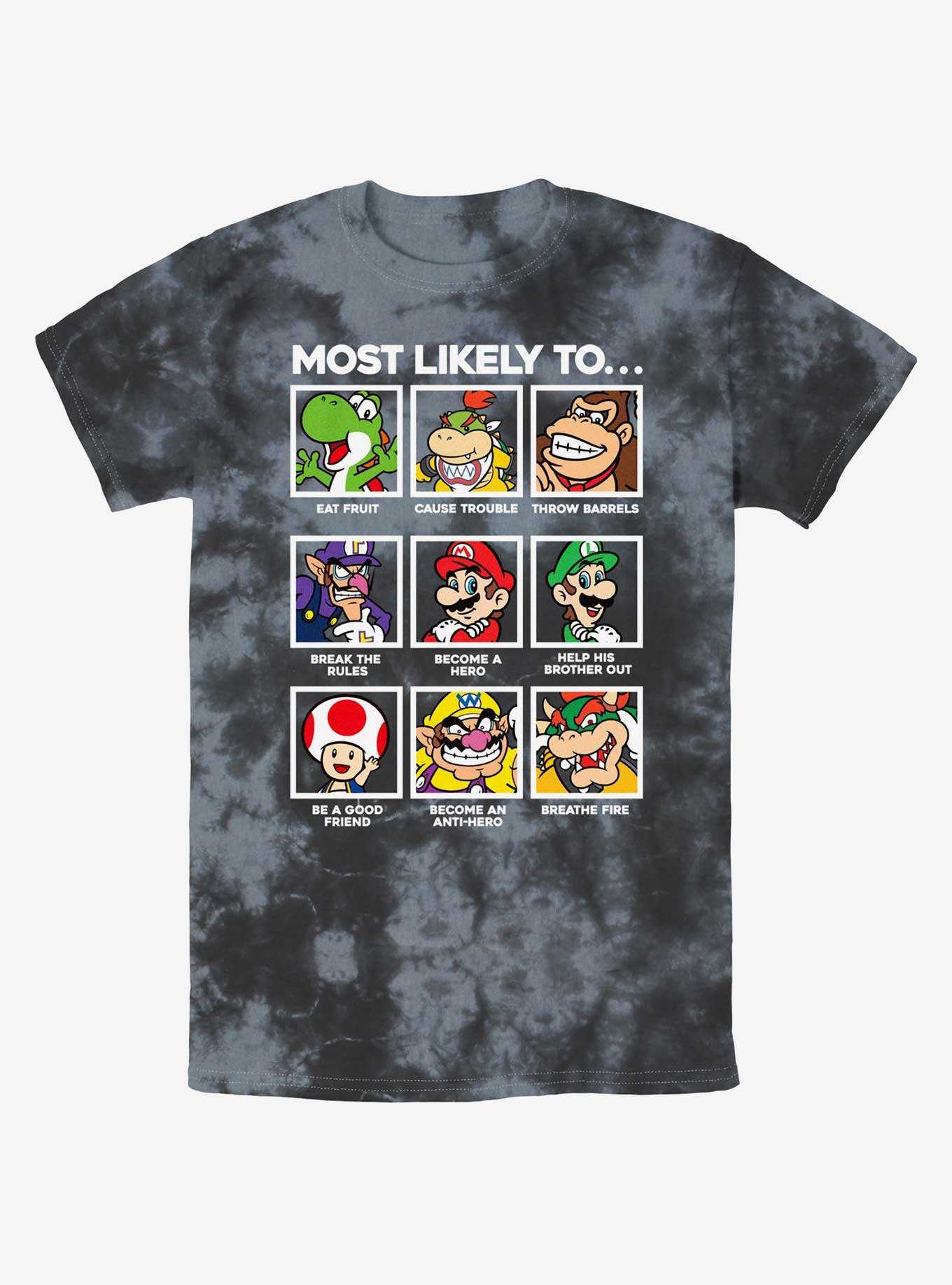Nintendo Mario Most Likely To Group Tie-Dye T-Shirt, , hi-res