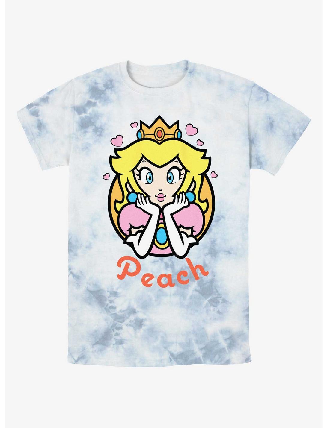 Nintendo Mario Princess Peach Hearts Tie-Dye T-Shirt, WHITEBLUE, hi-res