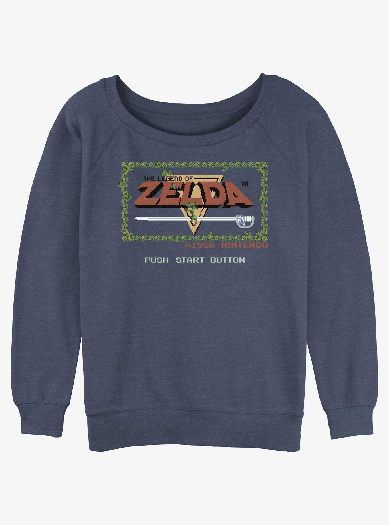 Nintendo The Legend of Zelda Pixelated Game Intro Womens Slouchy Sweatshirt, BLUEHTR, hi-res