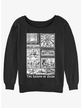 Nintendo The Legend of Zelda Told Glyph Panels Womens Slouchy Sweatshirt, , hi-res