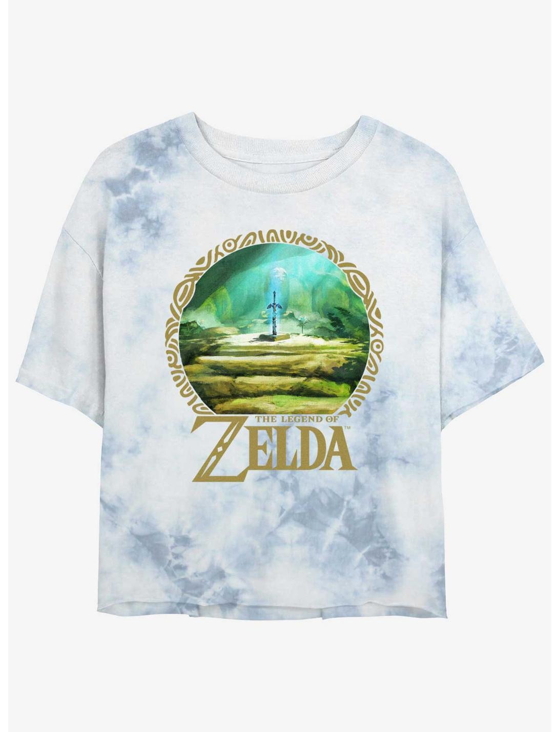 Nintendo The Legend of Zelda Korok Forest Tie-Dye Womens Crop T-Shirt, WHITEBLUE, hi-res