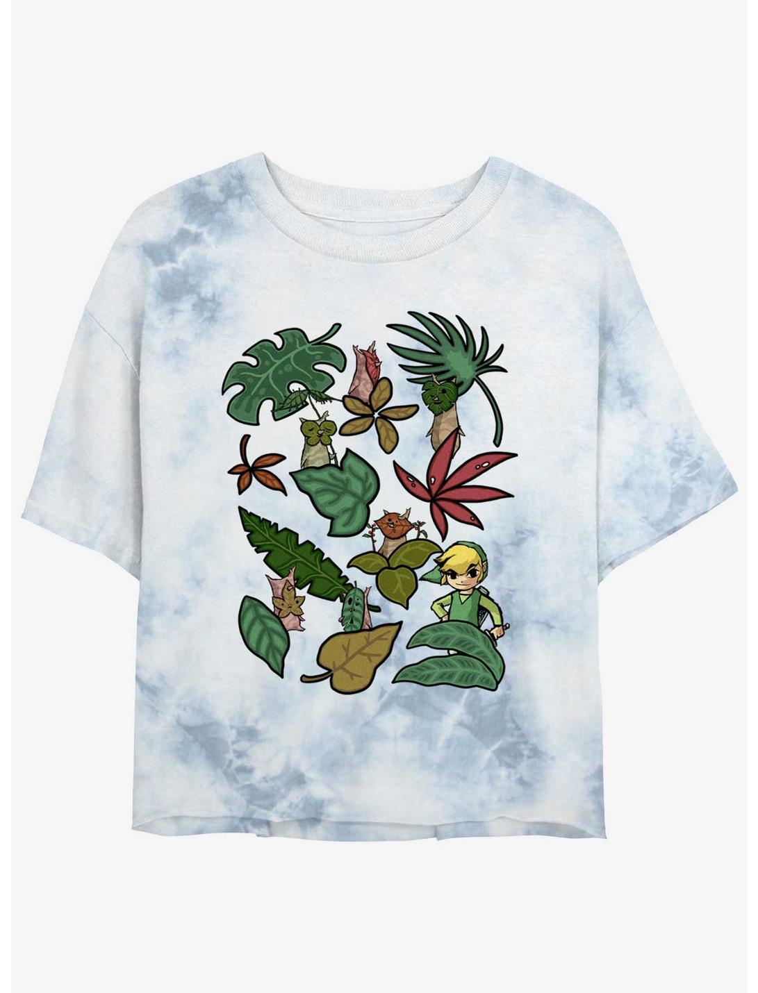 Nintendo The Legend of Zelda Leafy Link Tie-Dye Womens Crop T-Shirt, WHITEBLUE, hi-res