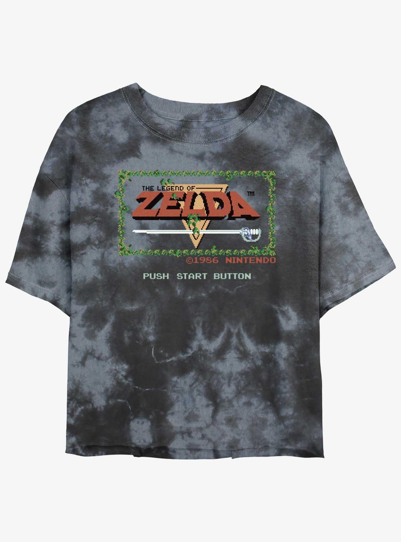Nintendo The Legend of Zelda Pixelated Game Intro Tie-Dye Womens Crop T-Shirt, , hi-res