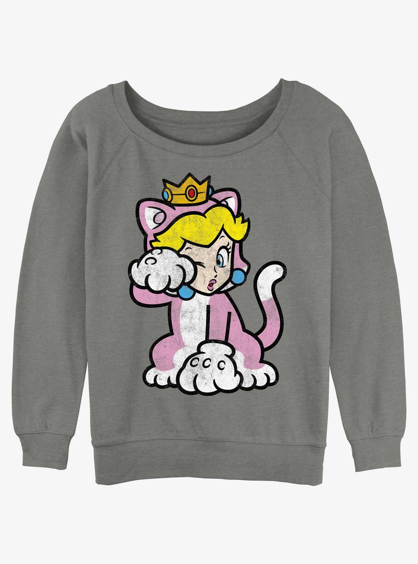 Nintendo Mario Cat Peach Womens Slouchy Sweatshirt, , hi-res