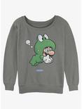Nintendo Mario Froggy Mario Womens Slouchy Sweatshirt, GRAY HTR, hi-res