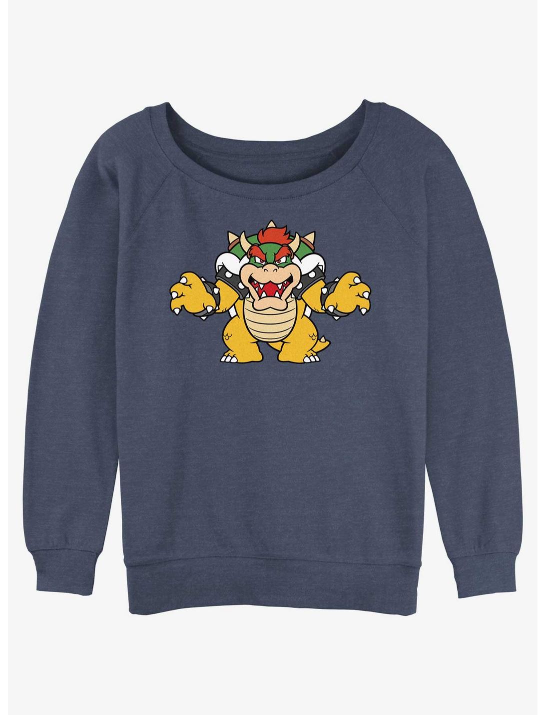 Nintendo Mario Just Bowser Womens Slouchy Sweatshirt, BLUEHTR, hi-res