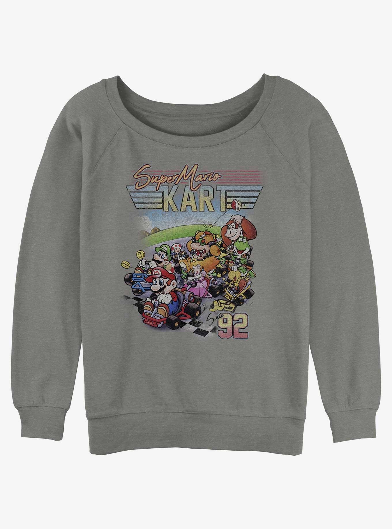 Nintendo Mario Kart 90's Retro Womens Slouchy Sweatshirt, GRAY HTR, hi-res