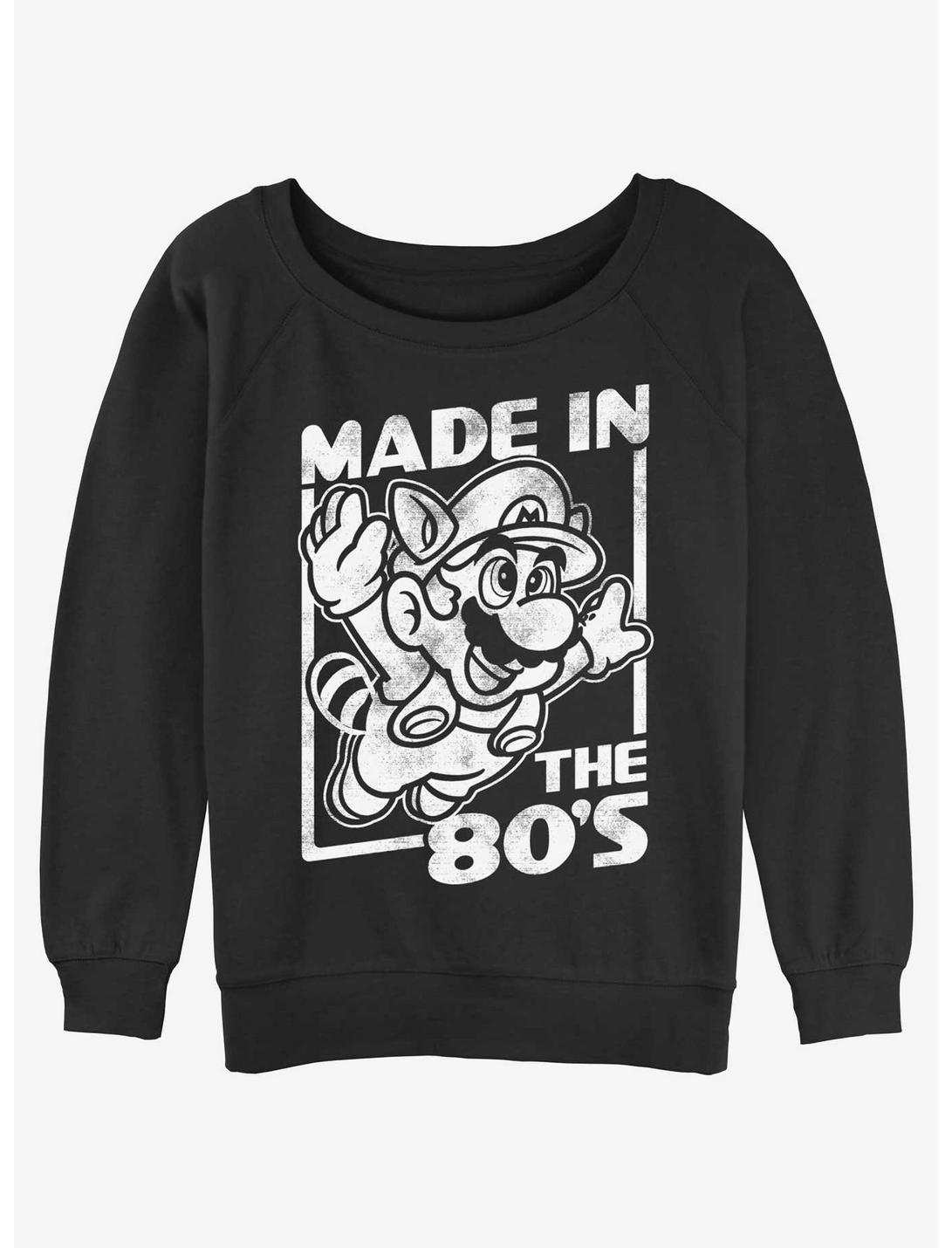 Nintendo Mario Made In The 80's Womens Slouchy Sweatshirt, BLACK, hi-res