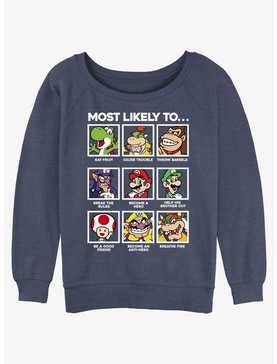 Nintendo Mario Most Likely To Group Womens Slouchy Sweatshirt, , hi-res