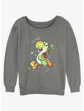 Nintendo Mario Watercolor Yoshi Womens Slouchy Sweatshirt, , hi-res