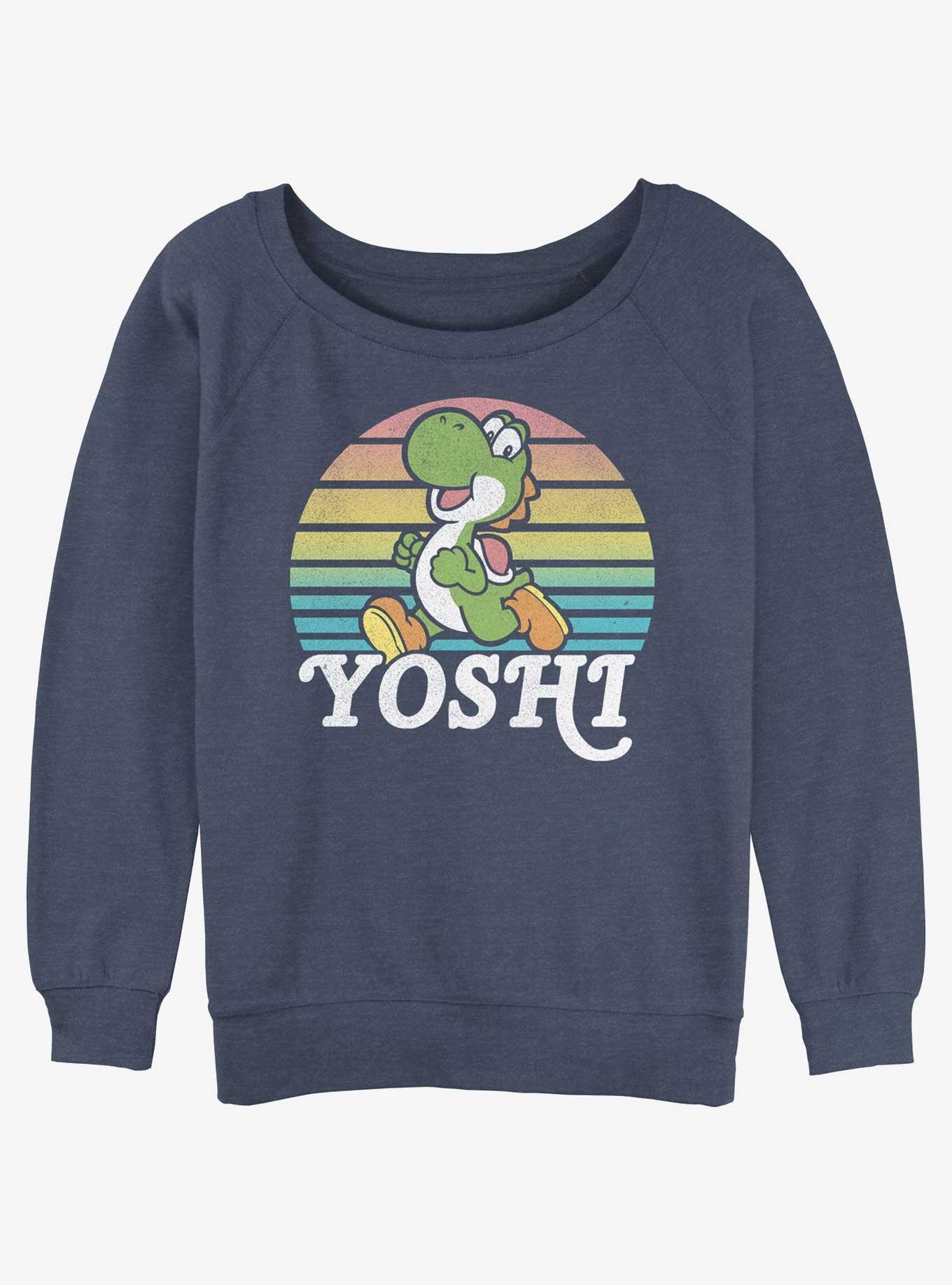 Nintendo Mario Yoshi Run Womens Slouchy Sweatshirt, BLUEHTR, hi-res