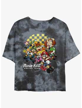 Nintendo Mario Checkered Kart Group Tie-Dye Womens Crop T-Shirt, , hi-res
