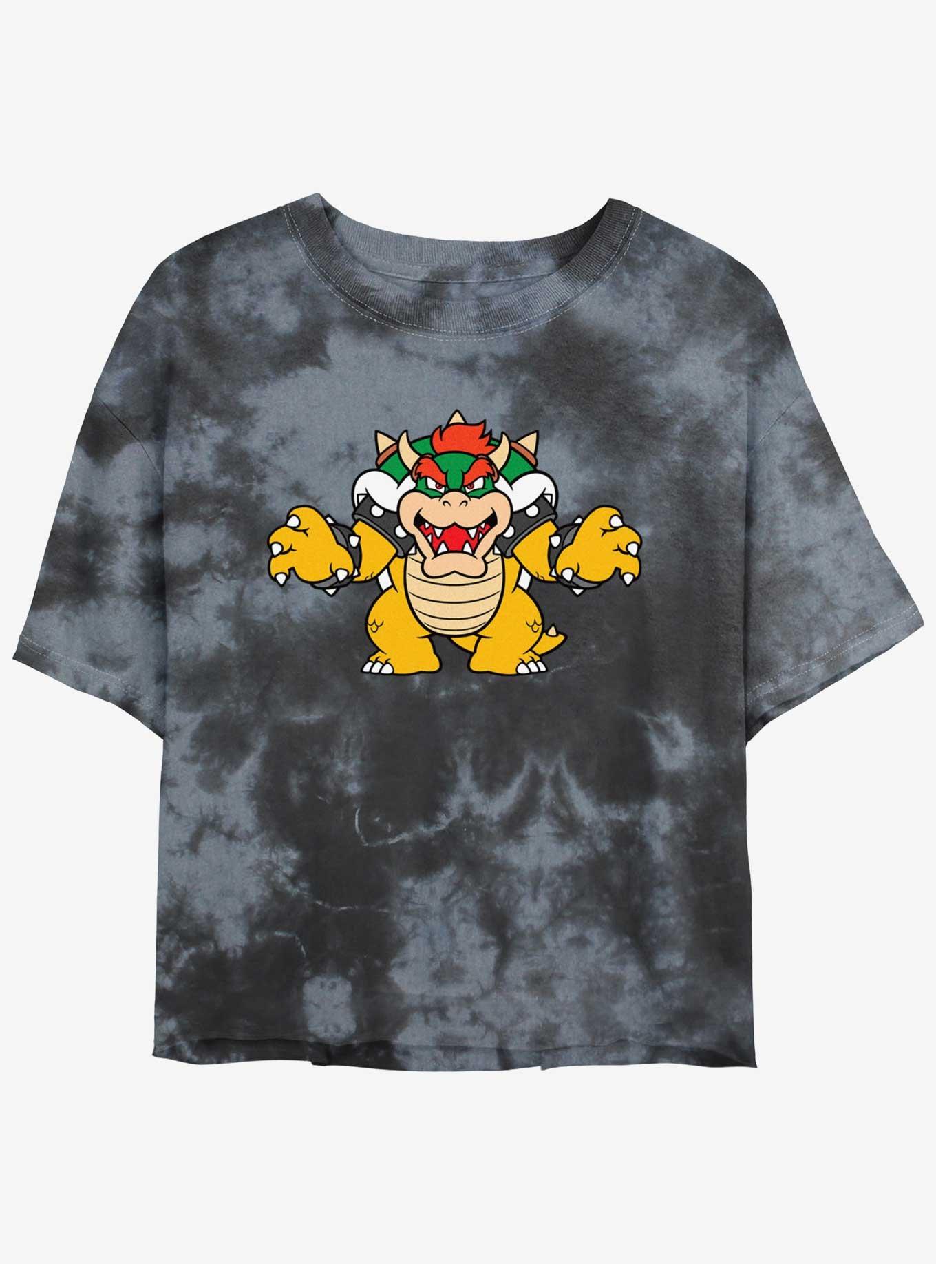 Nintendo Mario Just Bowser Tie-Dye Womens Crop T-Shirt, BLKCHAR, hi-res