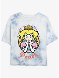 Nintendo Mario Princess Peach Hearts Tie-Dye Womens Crop T-Shirt, WHITEBLUE, hi-res