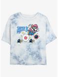 Nintendo Mario Super Mario Bros 3 Tie-Dye Womens Crop T-Shirt, WHITEBLUE, hi-res