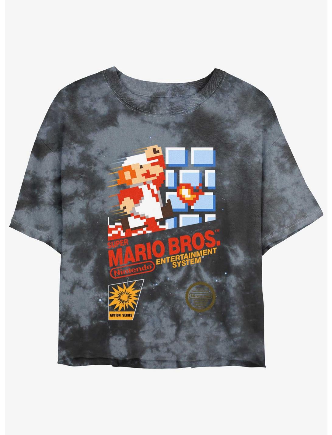 Nintendo Mario Super Mario Bros Retro NES Tie-Dye Womens Crop T-Shirt, BLKCHAR, hi-res