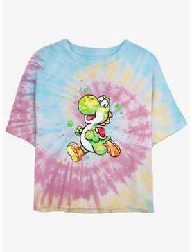 Nintendo Mario Watercolor Yoshi Tie-Dye Womens Crop T-Shirt, , hi-res