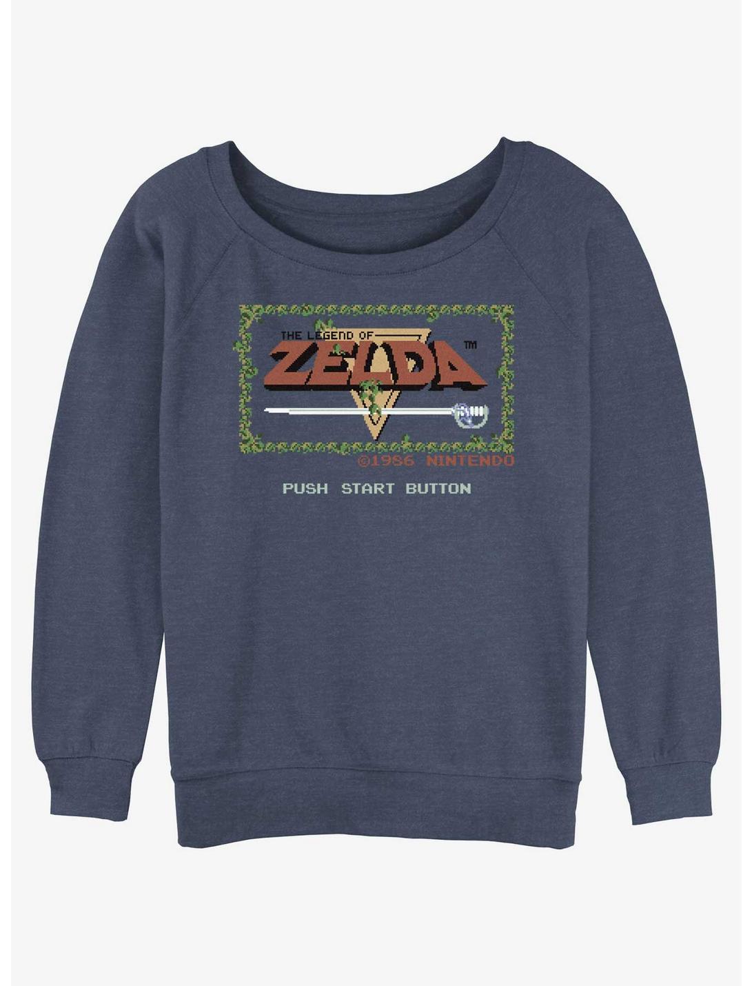 Nintendo The Legend of Zelda Pixelated Game Intro Womens Slouchy Sweatshirt, BLUEHTR, hi-res