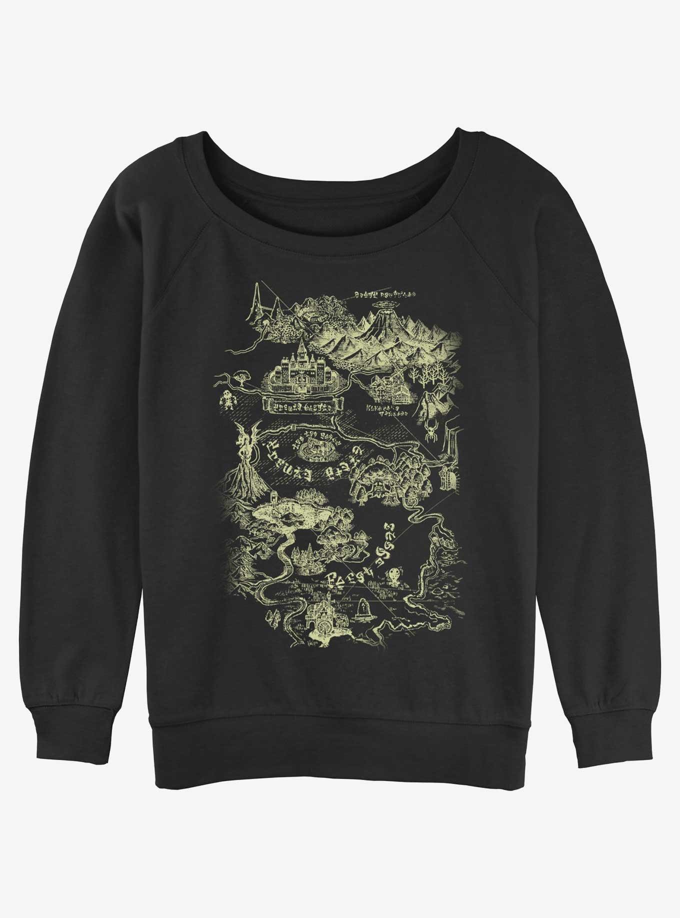 Nintendo The Legend of Zelda The Hyrule Map Womens Slouchy Sweatshirt, BLACK, hi-res