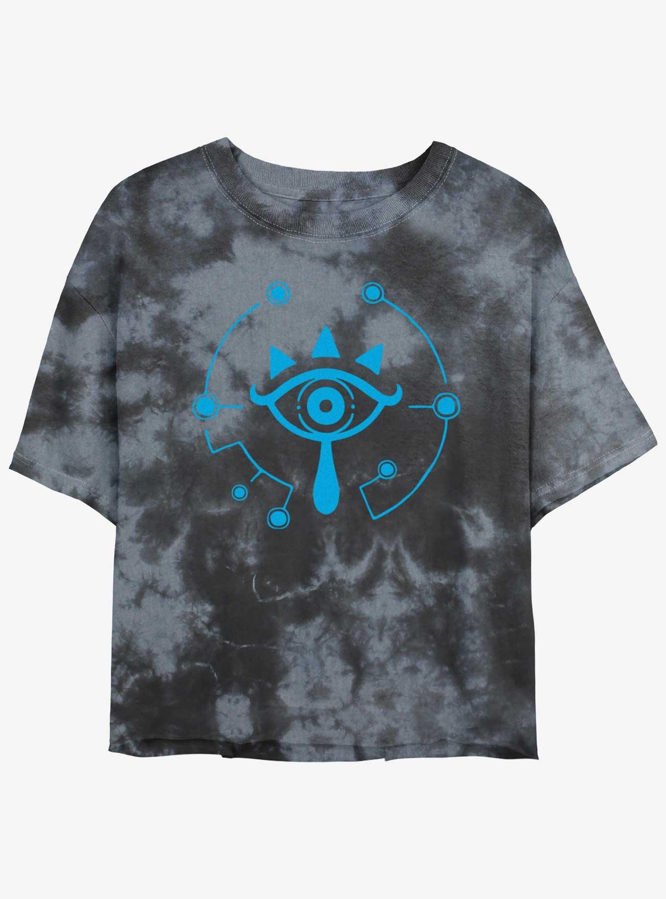 Nintendo The Legend of Zelda Ocarina of Time Lens of Truth Icon Tie-Dye Womens Crop T-Shirt, BLKCHAR, hi-res