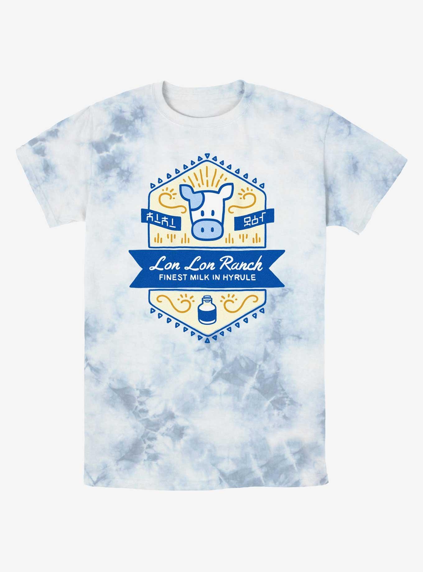 Nintendo The Legend of Zelda Lon Lon Ranch Finest Milk In Hyrule Tie-Dye T-Shirt, WHITEBLUE, hi-res