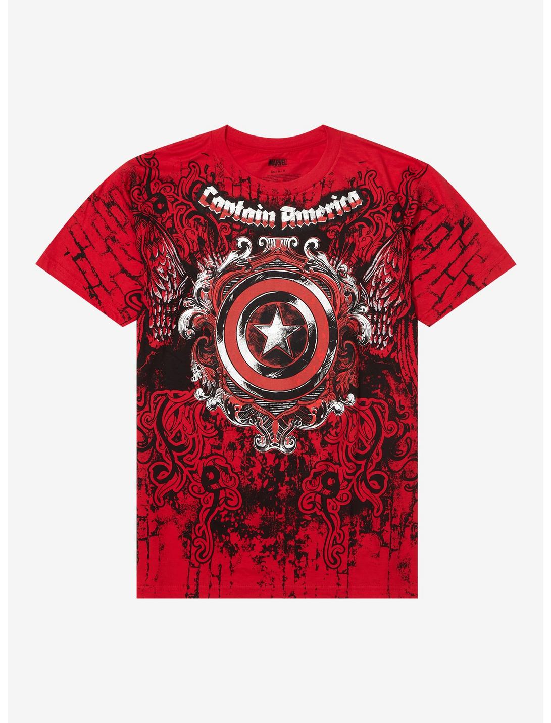 Marvel Captain America Filigree Shield T-Shirt, RED, hi-res
