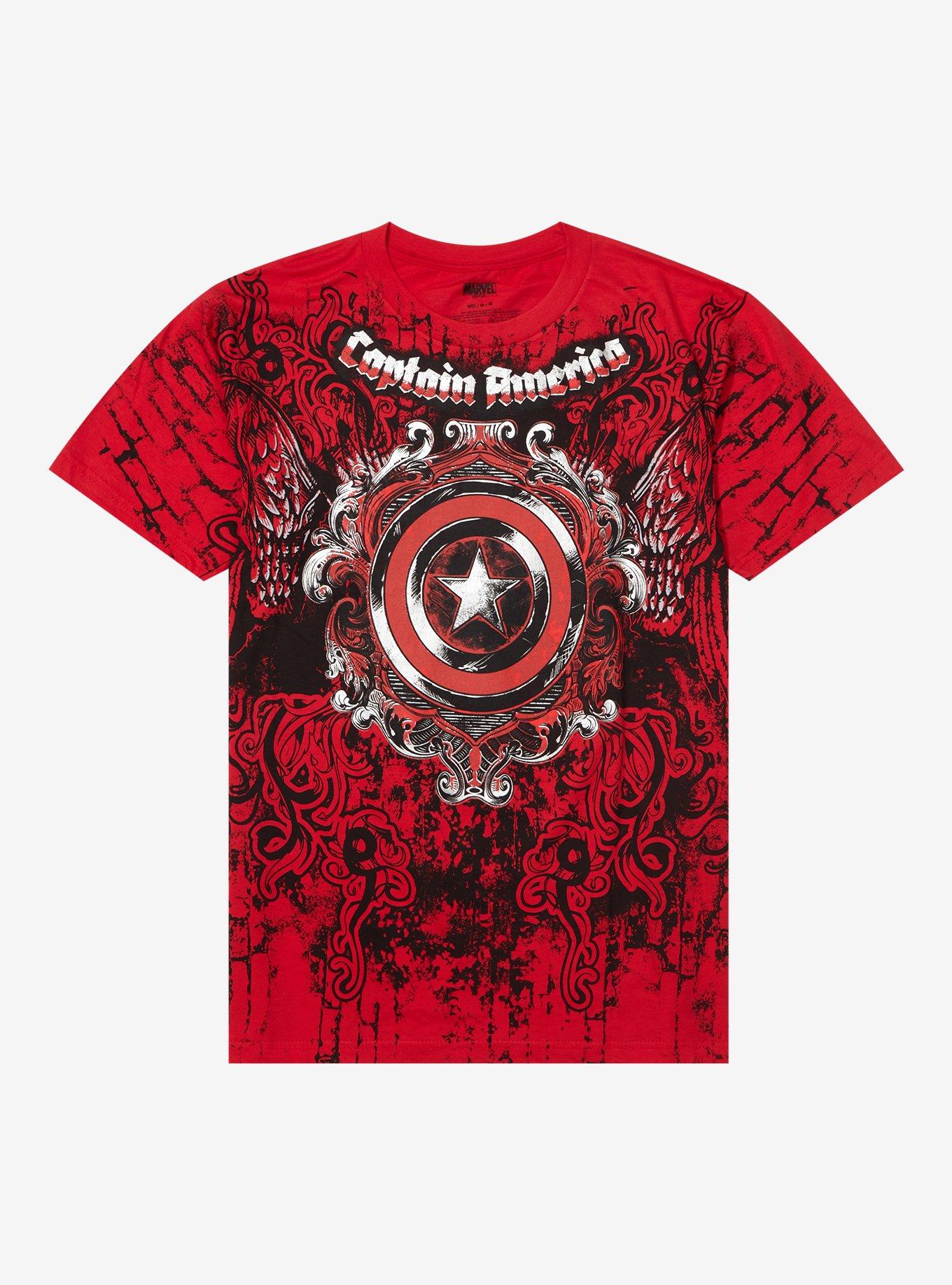 Marvel Captain America Filigree Shield T-Shirt, RED, hi-res