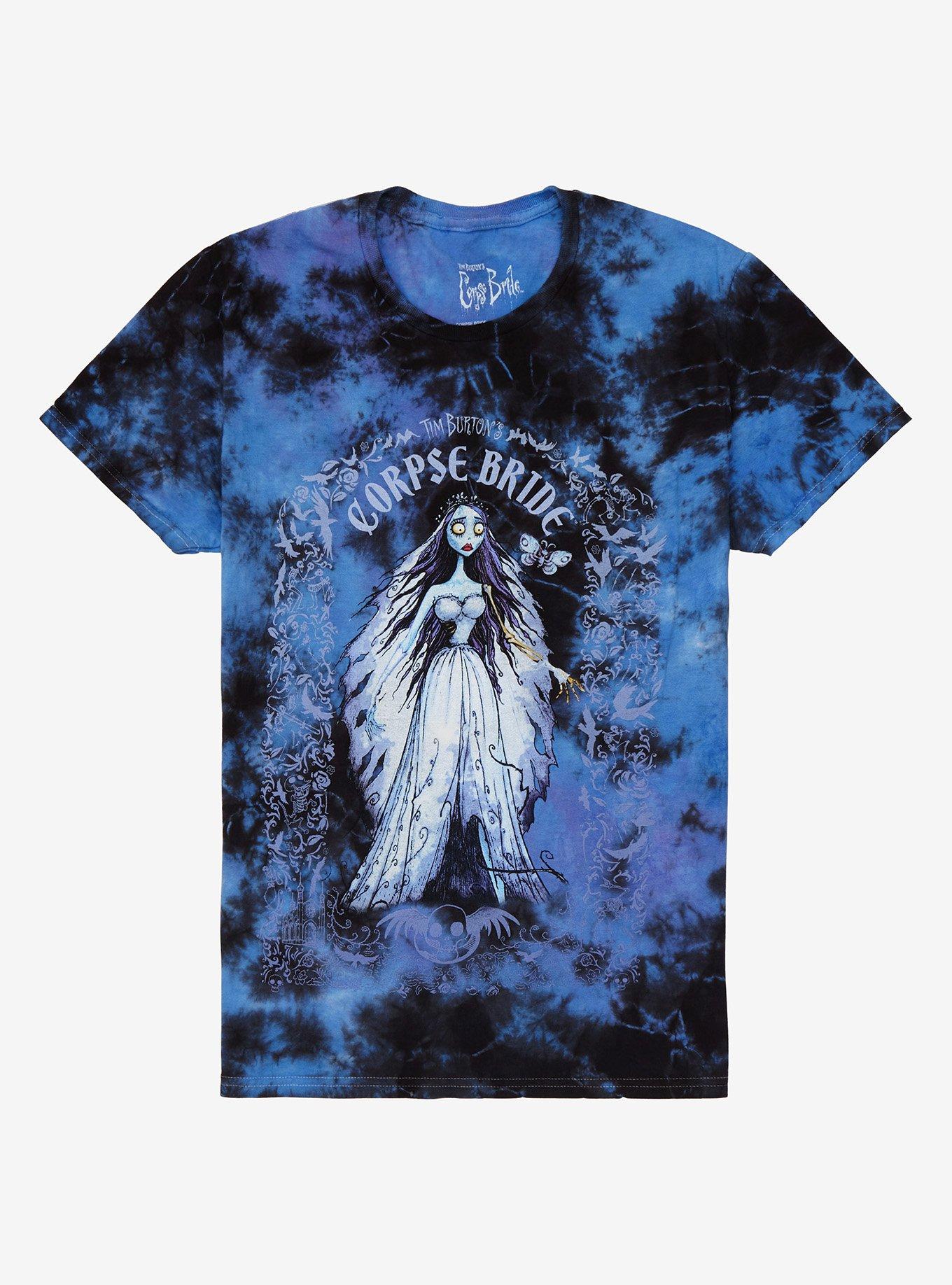 Corpse Bride Emily Frame Blue Tie-Dye Boyfriend Fit Girls T-Shirt, , hi-res