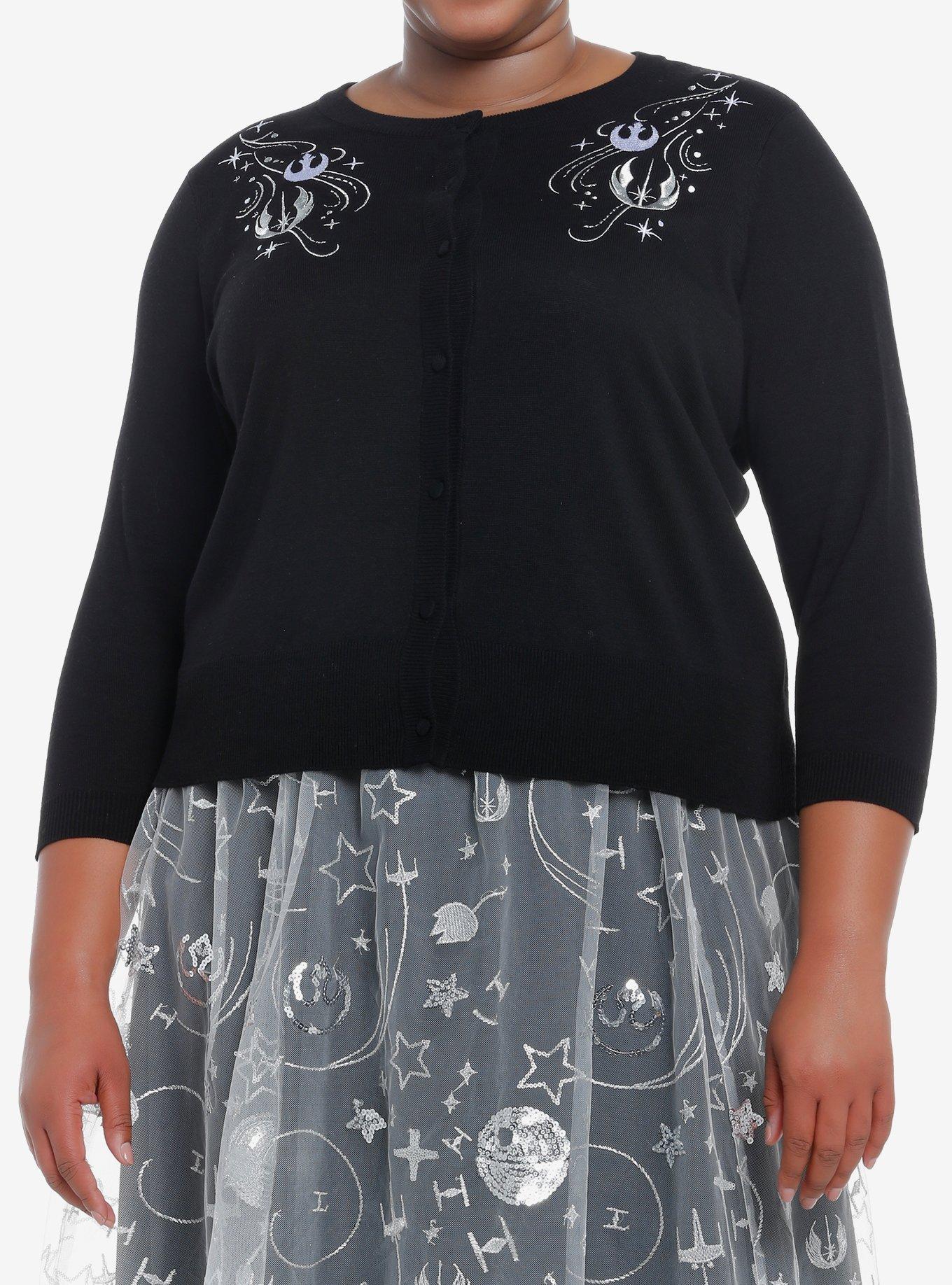 Her Universe Star Wars Retro Cardigan Plus Size Her Universe Exclusive, BLACK  WHITE, hi-res