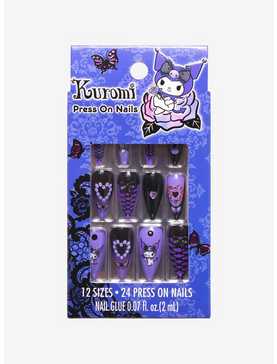 Kuromi Purple Heart Faux Nail Set, , hi-res