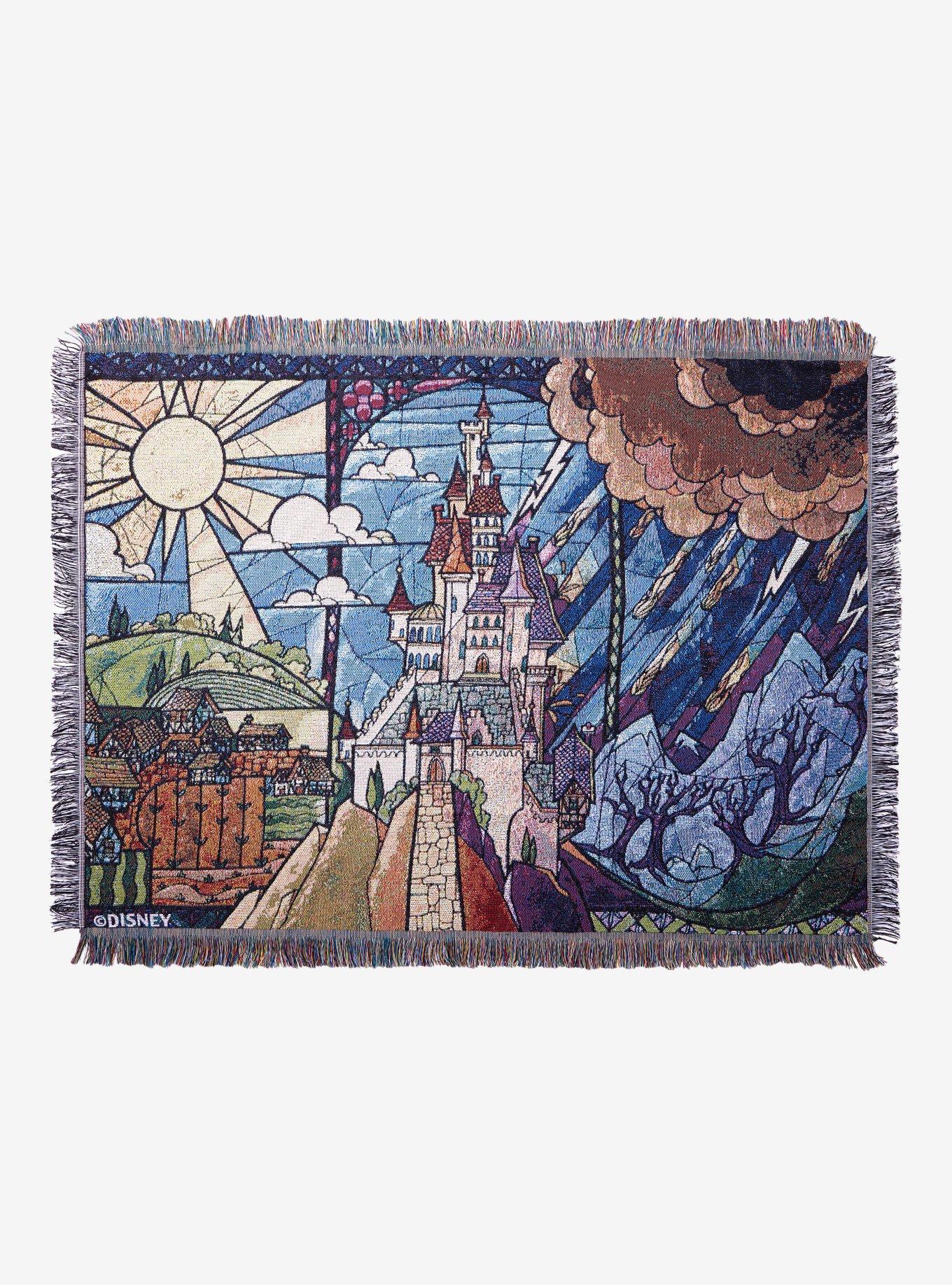 Disney Beauty and the Beast Stained Glass Castle Tapestry Throw BoxLunch Exclusive BoxLunch