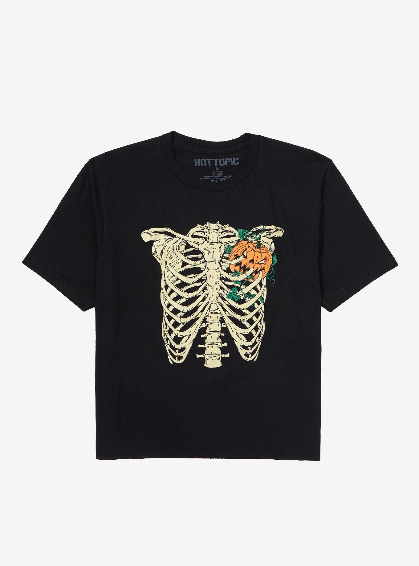 Pumpkin Rib Cage Girls Crop T-Shirt | Hot Topic